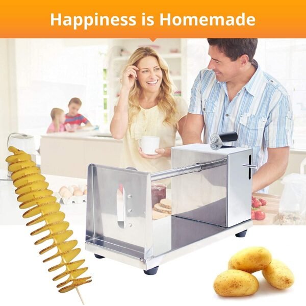 Stainless Steel Potato Slicer Cutter Machine Twister Curly Spiral French Fry Tornado Manual Stainless Steel Twisted Potato Slicer Spiral Vegetable Cutter 6 x 5.5 x 11.3 inches