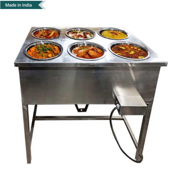 Heavy Duty 6 Pot Electric Bain Marie For Buffet Purpose 3kW, SS Body, Single Phase